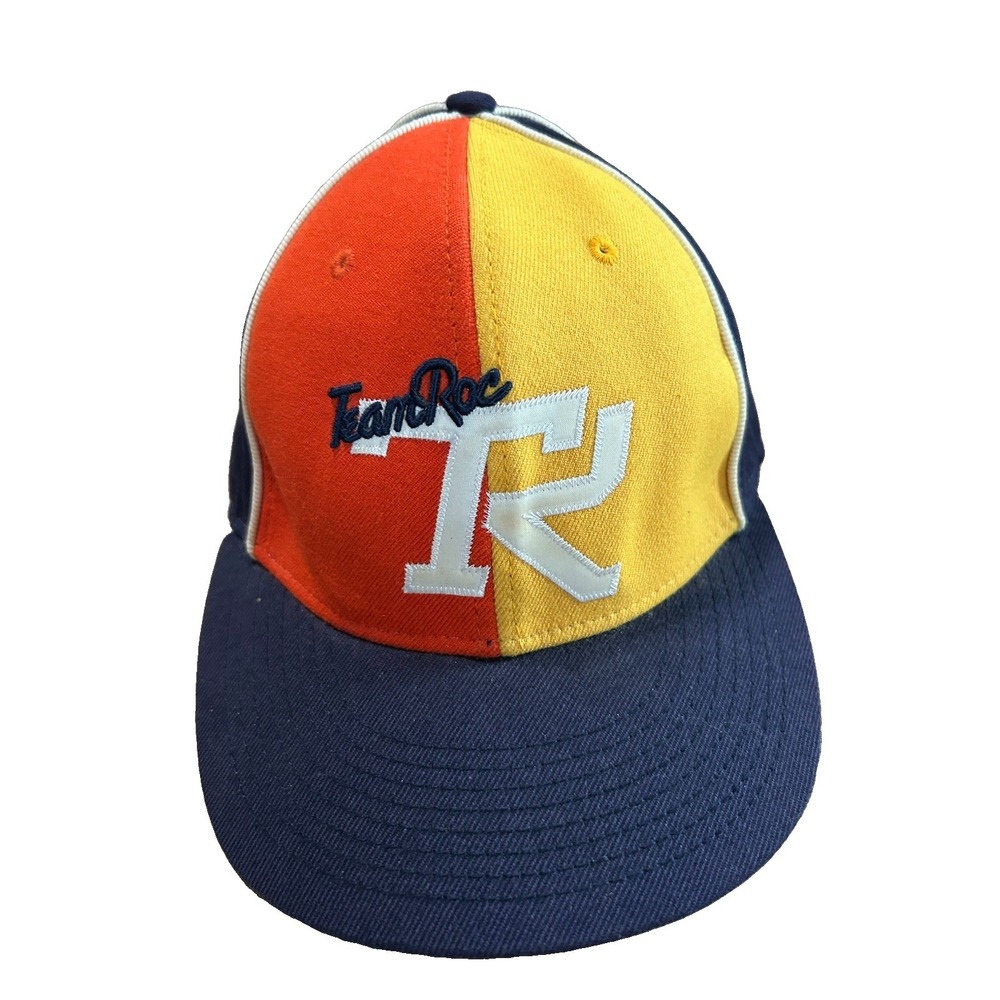 Vintage Team Rocawear Fitted Hat Size 7 1/4 Colorblocked Retro Roc Nation Jay-Z